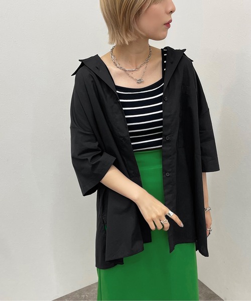 apres jour mignon(アプレジュールミニョン)の「BIGシャツ【ZOZOTOWN限定アイテム】(シャツ/ブラウス・レディース・ブルー系その他/オフホワイト/ブラック・フリー/X-LARGE)」の16枚目の写真