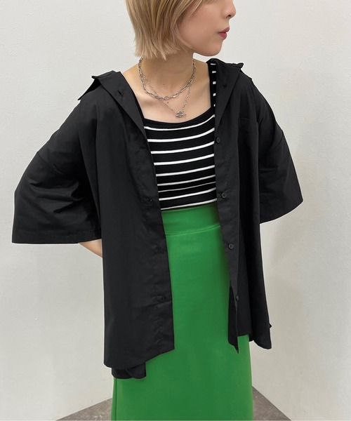 apres jour mignon(アプレジュールミニョン)の「BIGシャツ【ZOZOTOWN限定アイテム】(シャツ/ブラウス・レディース・ブルー系その他/オフホワイト/ブラック・フリー/X-LARGE)」の17枚目の写真