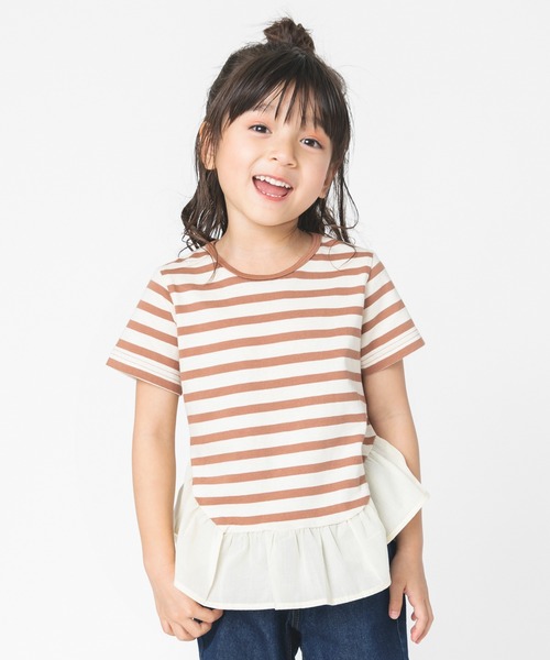 BRANSHES（ブランシェス）の「【プチプラ】ボーダー×裾フリルチュニック（チュニック・キッズ・ブラウン/ブラック・100cm/110cm/90cm/130cm/140cm/150cm/120cm）」の14枚目の写真