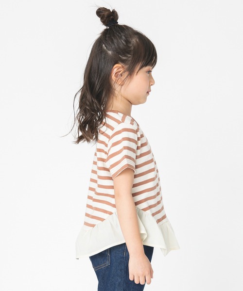 BRANSHES（ブランシェス）の「【プチプラ】ボーダー×裾フリルチュニック（チュニック・キッズ・ブラウン/ブラック・100cm/110cm/90cm/130cm/140cm/150cm/120cm）」の15枚目の写真