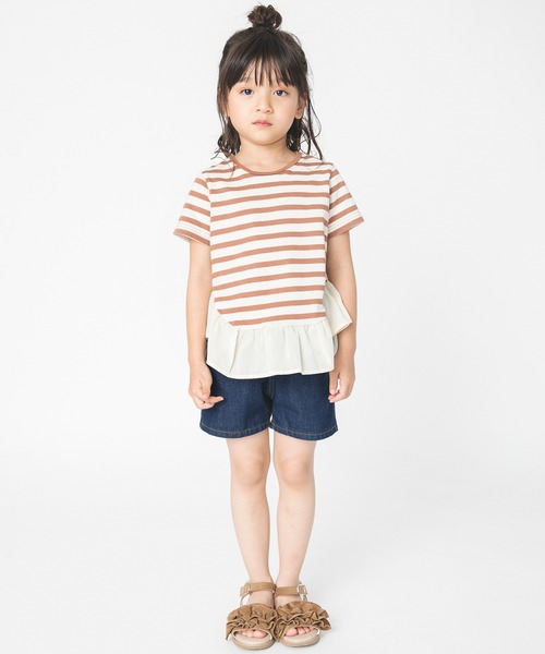 BRANSHES（ブランシェス）の「【プチプラ】ボーダー×裾フリルチュニック（チュニック・キッズ・ブラウン/ブラック・100cm/110cm/90cm/130cm/140cm/150cm/120cm）」の17枚目の写真