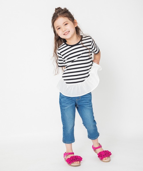 BRANSHES（ブランシェス）の「【プチプラ】ボーダー×裾フリルチュニック（チュニック・キッズ・ブラウン/ブラック・100cm/110cm/90cm/130cm/140cm/150cm/120cm）」の8枚目の写真