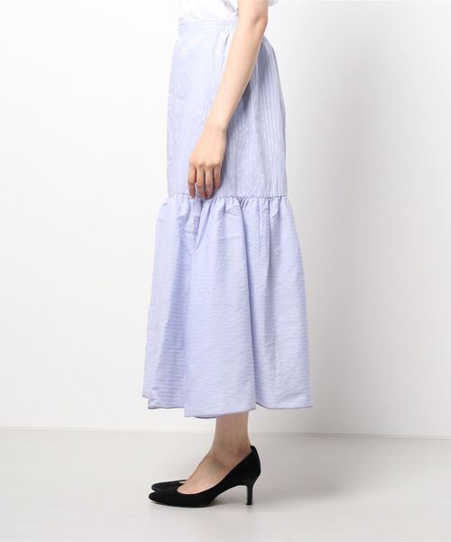 KOBE LETTUCE(コウベレタス)の「シアーストライプティアードスカート(スカート・レディース・オフホワイト/ライトブルー/オレンジ系その他/ピンクベージュ・FREE)」の6枚目の写真
