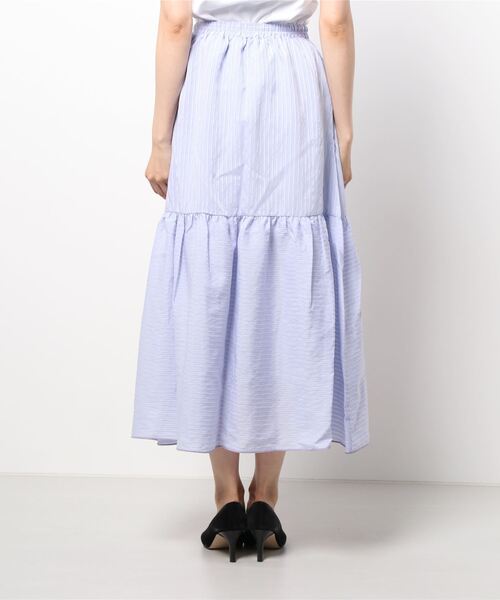 KOBE LETTUCE(コウベレタス)の「シアーストライプティアードスカート(スカート・レディース・オフホワイト/ライトブルー/オレンジ系その他/ピンクベージュ・FREE)」の5枚目の写真