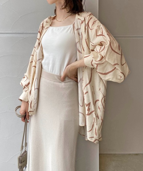 CAPRICIEUX LE'MAGE（カプリシューレマージュ）の「ライン柄フレアシャツ（シャツ/ブラウス・レディース・ベージュ/イエロー・FREE）」の2枚目の写真