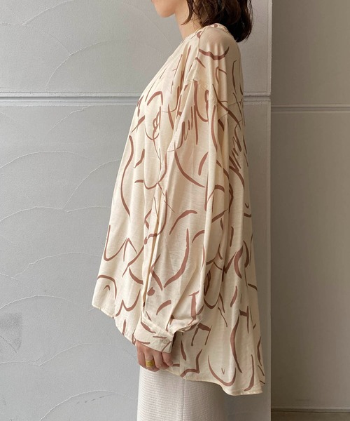 CAPRICIEUX LE'MAGE（カプリシューレマージュ）の「ライン柄フレアシャツ（シャツ/ブラウス・レディース・ベージュ/イエロー・FREE）」の3枚目の写真