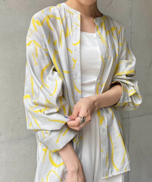 CAPRICIEUX LE'MAGE（カプリシューレマージュ）の「ライン柄フレアシャツ（シャツ/ブラウス・レディース・ベージュ/イエロー・FREE）」の9枚目の写真