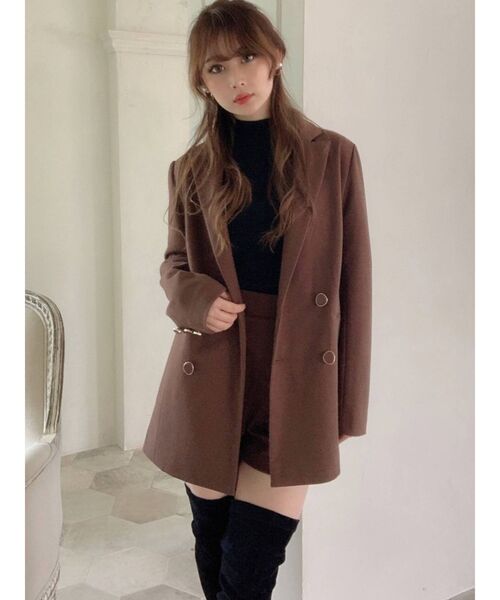 RESEXXY（リゼクシー）の「ウールライクダブルブレストジャケット【セットアップ着用可能】（テーラードジャケット・レディース・ブラック/グリーン/ブラウン・FREE）」の5枚目の写真