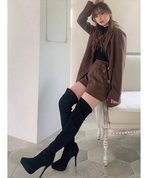 RESEXXY（リゼクシー）の「ウールライクダブルブレストジャケット【セットアップ着用可能】（テーラードジャケット・レディース・ブラック/グリーン/ブラウン・FREE）」の6枚目の写真