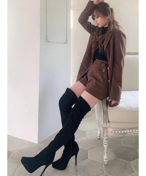 RESEXXY（リゼクシー）の「ウールライクダブルブレストジャケット【セットアップ着用可能】（テーラードジャケット・レディース・ブラック/グリーン/ブラウン・FREE）」の7枚目の写真