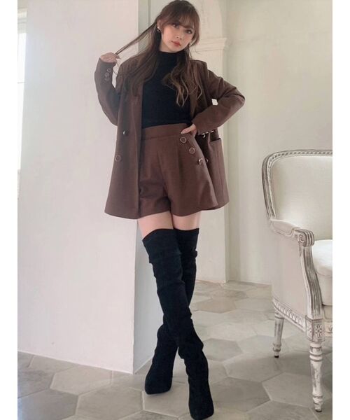 RESEXXY（リゼクシー）の「ウールライクダブルブレストジャケット【セットアップ着用可能】（テーラードジャケット・レディース・ブラック/グリーン/ブラウン・FREE）」の8枚目の写真