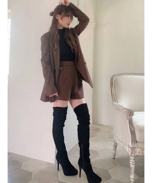 RESEXXY（リゼクシー）の「ウールライクダブルブレストジャケット【セットアップ着用可能】（テーラードジャケット・レディース・ブラック/グリーン/ブラウン・FREE）」の9枚目の写真