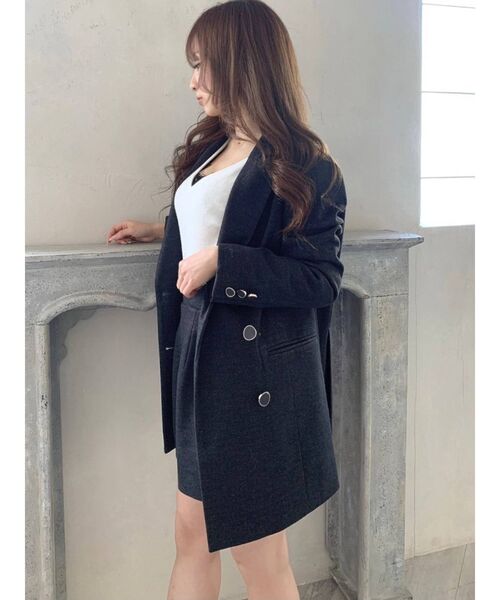 RESEXXY（リゼクシー）の「ウールライクダブルブレストジャケット【セットアップ着用可能】（テーラードジャケット・レディース・ブラック/グリーン/ブラウン・FREE）」の12枚目の写真
