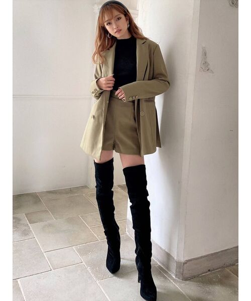 RESEXXY（リゼクシー）の「ウールライクダブルブレストジャケット【セットアップ着用可能】（テーラードジャケット・レディース・ブラック/グリーン/ブラウン・FREE）」の17枚目の写真