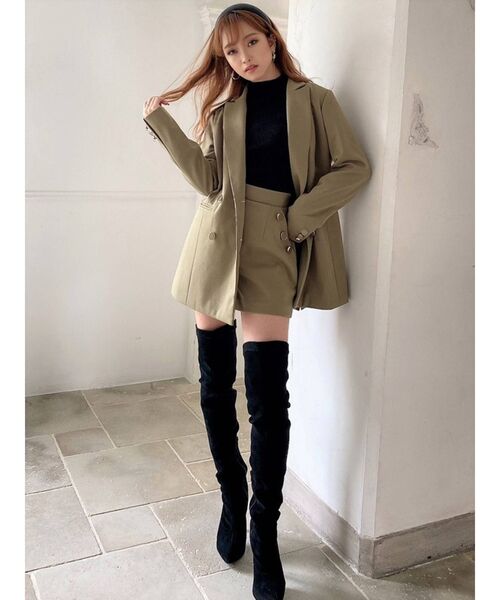 RESEXXY（リゼクシー）の「ウールライクダブルブレストジャケット【セットアップ着用可能】（テーラードジャケット・レディース・ブラック/グリーン/ブラウン・FREE）」の18枚目の写真
