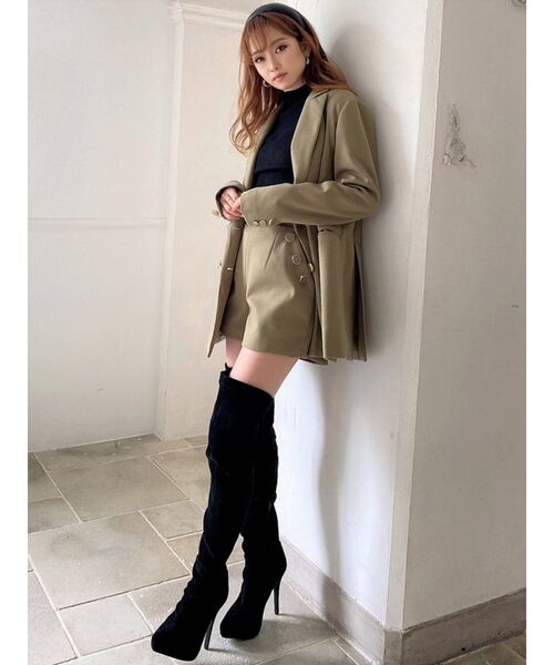 RESEXXY（リゼクシー）の「ウールライクダブルブレストジャケット【セットアップ着用可能】（テーラードジャケット・レディース・ブラック/グリーン/ブラウン・FREE）」の19枚目の写真