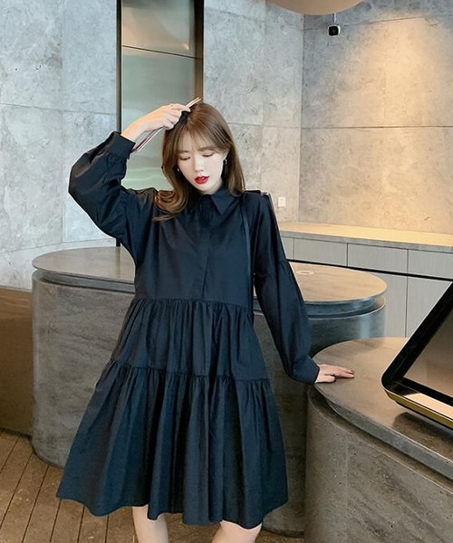 Bifrost（ビフレスト）の「ティアードシャツワンピース（シャツワンピース・レディース・ホワイト/ブラック・F）」の6枚目の写真