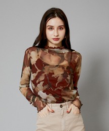 ブルードフラワーチュールトップス