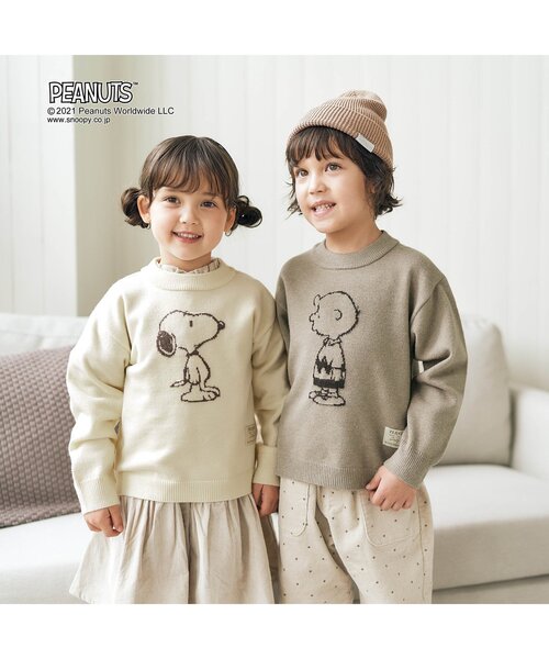 PEANUTS(ピーナッツ)の「PEANUTS ジャガードニット(ニット/セーター・キッズ・アイボリー/ブラウン・100/120/140/90)」の3枚目の写真