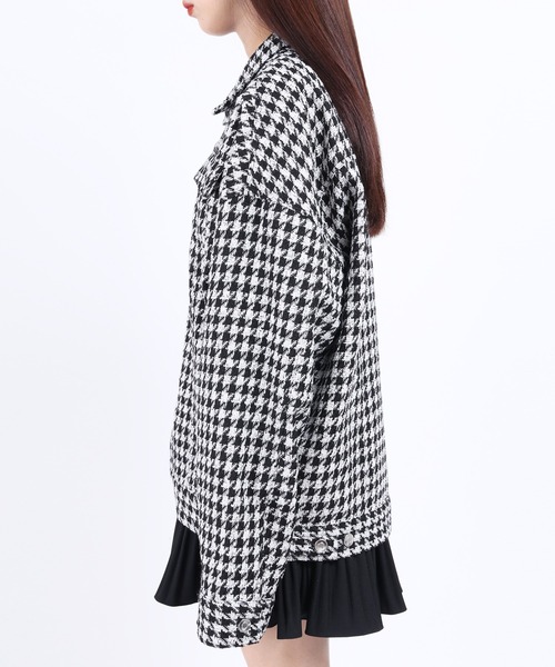 WC（ダブル シー）の「カラー千鳥柄ジャケット（ブルゾン・レディース・ブラック/グリーン/サックスブルー・FREE）」の8枚目の写真