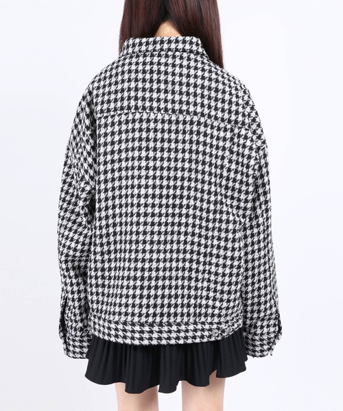 WC（ダブル シー）の「カラー千鳥柄ジャケット（ブルゾン・レディース・ブラック/グリーン/サックスブルー・FREE）」の10枚目の写真