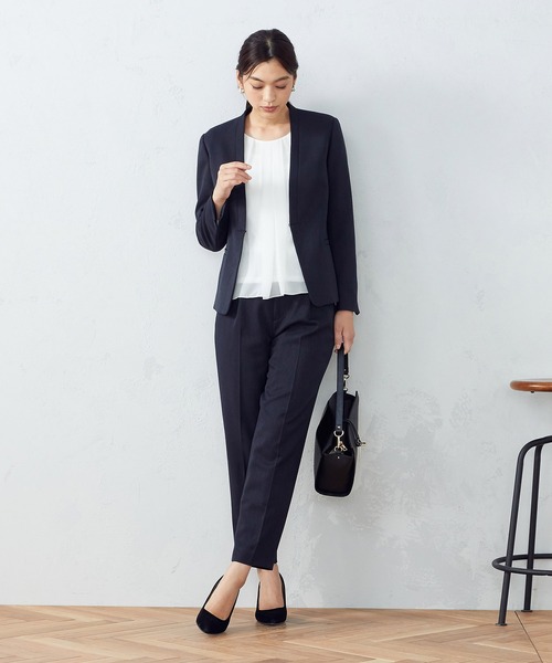 COMME CA ISM(コムサイズム)の「【セットアップ対応】 ノーカラージャケット(ノーカラージャケット・レディース・ブラック/ネイビー・SMALL/MEDIUM/LARGE/X-LARGE)」の3枚目の写真