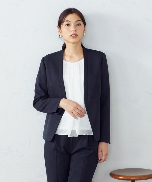 COMME CA ISM(コムサイズム)の「【セットアップ対応】 ノーカラージャケット(ノーカラージャケット・レディース・ブラック/ネイビー・SMALL/MEDIUM/LARGE/X-LARGE)」の5枚目の写真