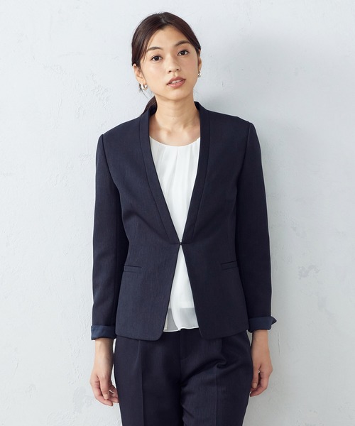 COMME CA ISM(コムサイズム)の「【セットアップ対応】 ノーカラージャケット(ノーカラージャケット・レディース・ブラック/ネイビー・SMALL/MEDIUM/LARGE/X-LARGE)」の6枚目の写真