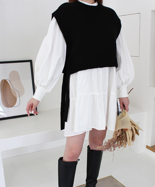 MODE ROBE（モードローブ）の「パフスリーブティアードブラウス（シャツ/ブラウス・レディース・ホワイト/ブラック・FREE）」の7枚目の写真