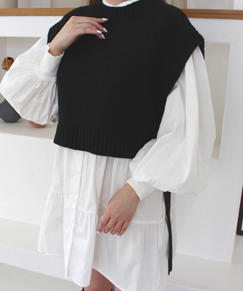 MODE ROBE（モードローブ）の「パフスリーブティアードブラウス（シャツ/ブラウス・レディース・ホワイト/ブラック・FREE）」の13枚目の写真