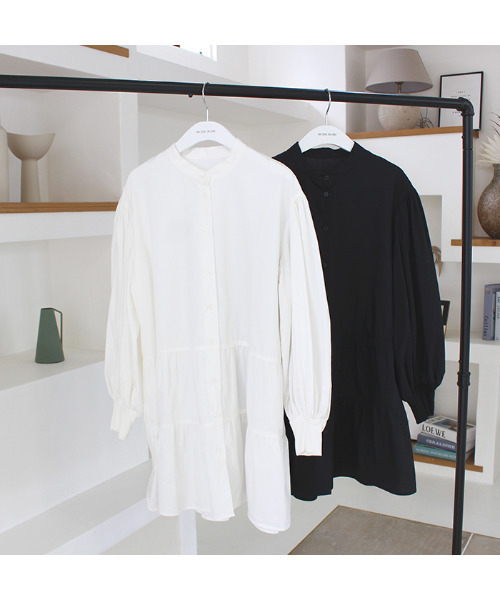 MODE ROBE（モードローブ）の「パフスリーブティアードブラウス（シャツ/ブラウス・レディース・ホワイト/ブラック・FREE）」の8枚目の写真