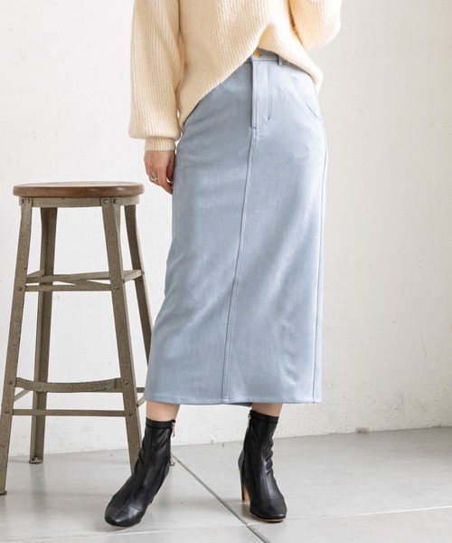 prose verse（プロズヴェール）の「エコスエードナロースカート（スカート・レディース・ブラック/カーキ/アイボリー/ボルドー/グレー系その他/イエロー/ブルー・SMALL/MEDIUM）」の2枚目の写真