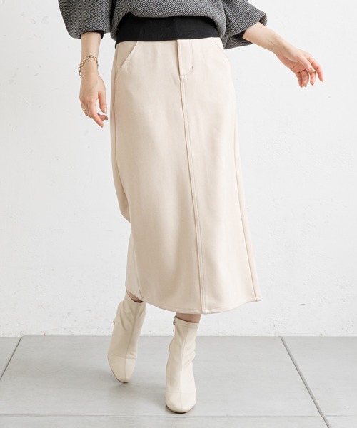 prose verse（プロズヴェール）の「エコスエードナロースカート（スカート・レディース・ブラック/カーキ/アイボリー/ボルドー/グレー系その他/イエロー/ブルー・SMALL/MEDIUM）」の3枚目の写真
