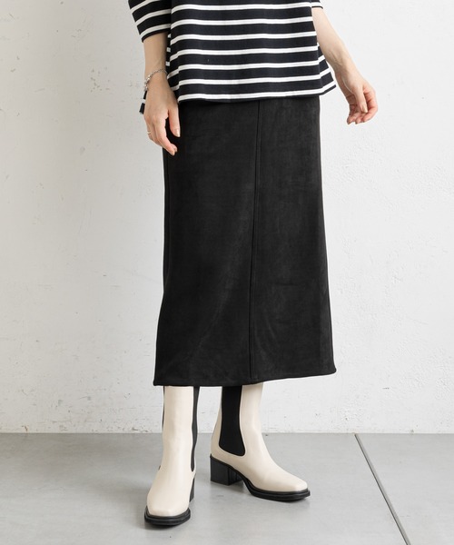 prose verse（プロズヴェール）の「エコスエードナロースカート（スカート・レディース・ブラック/カーキ/アイボリー/ボルドー/グレー系その他/イエロー/ブルー・SMALL/MEDIUM）」の4枚目の写真