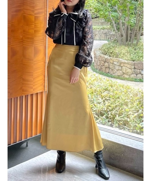 MIIA（ミーア）の「サテンタイトスカート（スカート・レディース・ブラック/イエロー/ピンク・FREE）」の3枚目の写真