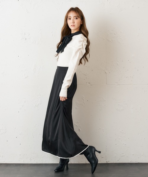 MIIA（ミーア）の「サテンタイトスカート（スカート・レディース・ブラック/イエロー/ピンク・FREE）」の4枚目の写真