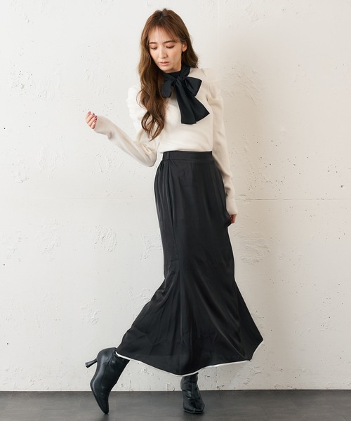 MIIA（ミーア）の「サテンタイトスカート（スカート・レディース・ブラック/イエロー/ピンク・FREE）」の9枚目の写真