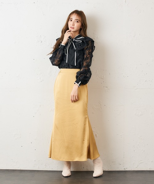 MIIA（ミーア）の「サテンタイトスカート（スカート・レディース・ブラック/イエロー/ピンク・FREE）」の16枚目の写真