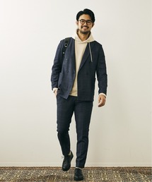 【ジャケット+パンツの2点セット】ストレッチチェック ダブルジャケットセットアップ