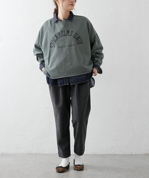 PUAL CE CIN(ピュアルセシン)の「ピグメント裏毛ショート丈プルオーバー(Tシャツ/カットソー・レディース・グレー/チャコールグレー/ベージュ/グリーン/ローズ・FREE)」の5枚目の写真