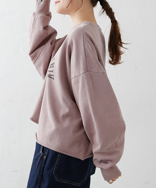 PUAL CE CIN(ピュアルセシン)の「ピグメント裏毛ショート丈プルオーバー(Tシャツ/カットソー・レディース・グレー/チャコールグレー/ベージュ/グリーン/ローズ・FREE)」の12枚目の写真