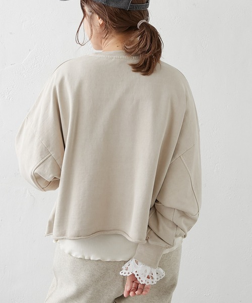 PUAL CE CIN(ピュアルセシン)の「ピグメント裏毛ショート丈プルオーバー(Tシャツ/カットソー・レディース・グレー/チャコールグレー/ベージュ/グリーン/ローズ・FREE)」の18枚目の写真