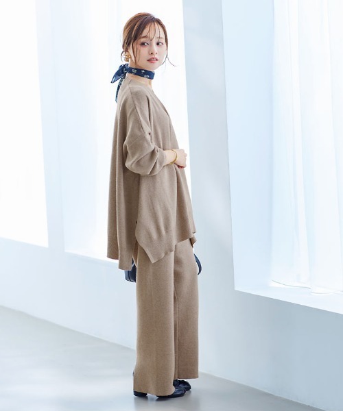 KOBE LETTUCE（コウベレタス）の「[ 田中亜希子さんコラボ ] バックスリットニットパンツ[M3429]（その他パンツ・レディース・ブラック/モカ/ライトベージュ・S/M）」の12枚目の写真