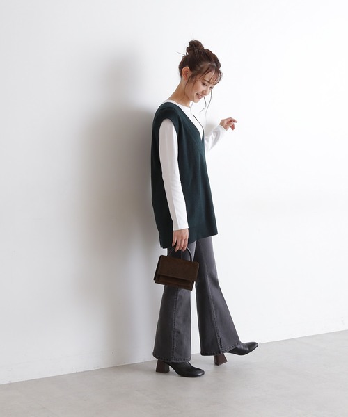 FREE'S MART（フリーズマート）の「【Sシリーズ対応】◇内スリットベルボトムデニムパンツ（デニムパンツ・レディース・ブラック/ワンウォッシュ/ブルー系その他2/ホワイト系その他/ブラウン・X-SMALL/SMALL/MEDIUM）」の6枚目の写真