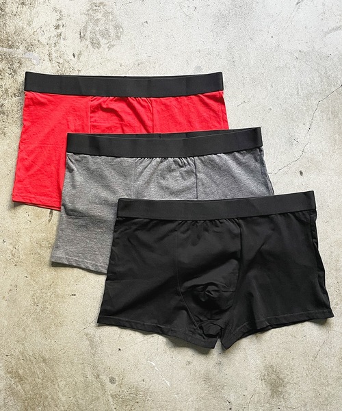 COMMON WARE（コモンウェアー）の「Chevalian：綿95% メンズ ボクサーパンツ 3枚 セット（ボクサーパンツ・メンズ・チャコールグレー/レッド/マルチ/ブラック・X-LARGE/LARGE/MEDIUM/SMALL）」の4枚目の写真