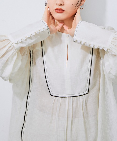 ブラウス シャツ パイピングシアーブラウス レディース EPIMI E'PIMMY ブラウス シャツ 2WAYパイピングシアーブラウス