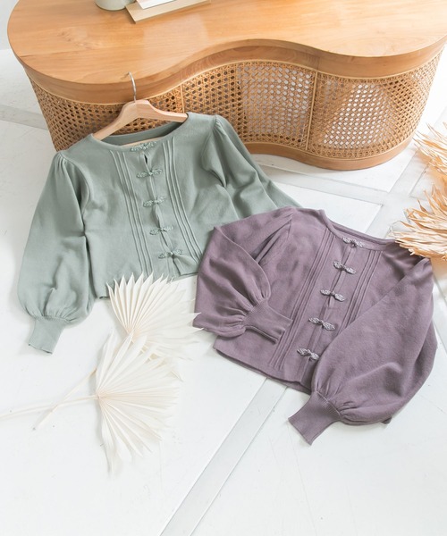 Newlyme（ニューリーミー）の「パワショルチャイナカーディガン（カーディガン/ボレロ・レディース・アイボリー/ベージュ/モカ/グリーン/ブラック・LARGE/X-LARGE/XX-LARGE/MEDIUM）」の6枚目の写真