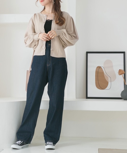 Newlyme（ニューリーミー）の「パワショルチャイナカーディガン（カーディガン/ボレロ・レディース・アイボリー/ベージュ/モカ/グリーン/ブラック・LARGE/X-LARGE/XX-LARGE/MEDIUM）」の9枚目の写真