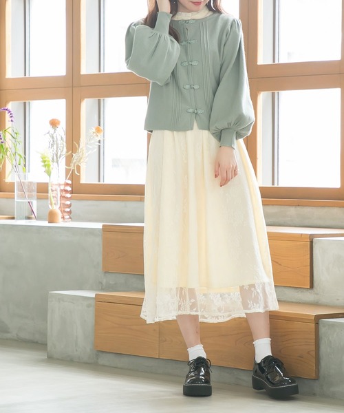 Newlyme（ニューリーミー）の「パワショルチャイナカーディガン（カーディガン/ボレロ・レディース・アイボリー/ベージュ/モカ/グリーン/ブラック・LARGE/X-LARGE/XX-LARGE/MEDIUM）」の11枚目の写真