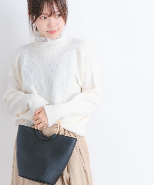 Wordtrobe(ワードトローブ)の「【wordtrobe】衿レース ニット プルオーバー(ニット/セーター・レディース・ホワイト/ピンク/ブルー/ライトグリーン・FREE)」の1枚目の写真